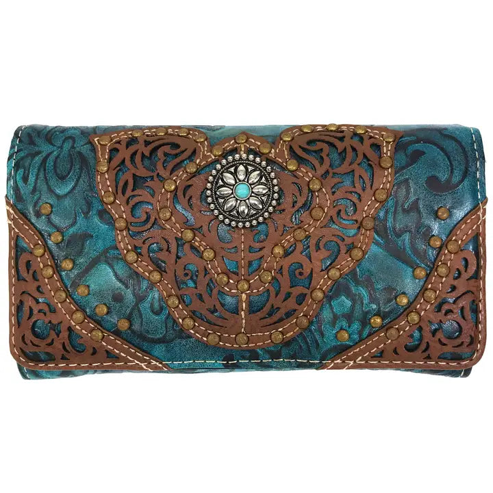 Western Floral Crossbody Wallet