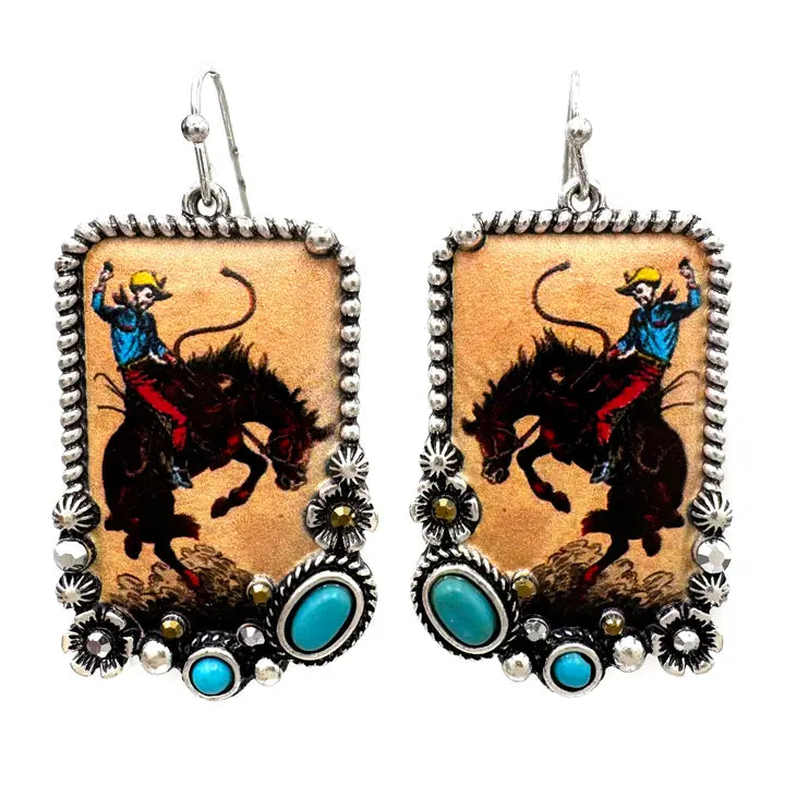 Rodeo Cowboy Dangle Earrings
