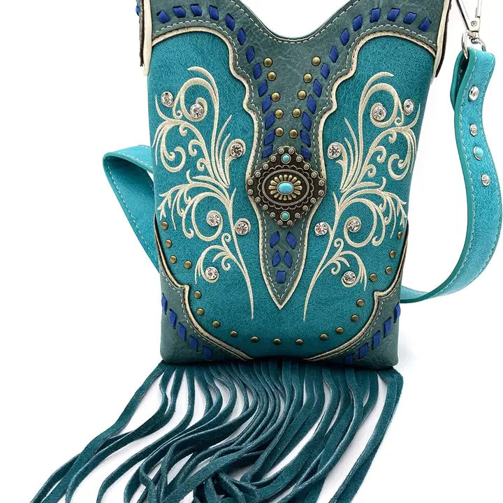 Fringe Western Crossbody Messenger Pouch