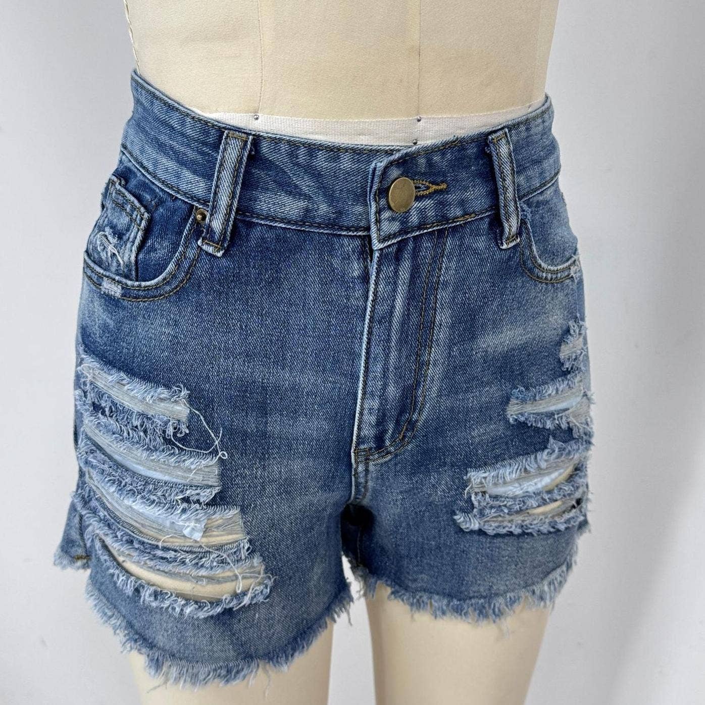 Summer Ripped Frayed Denim Shorts