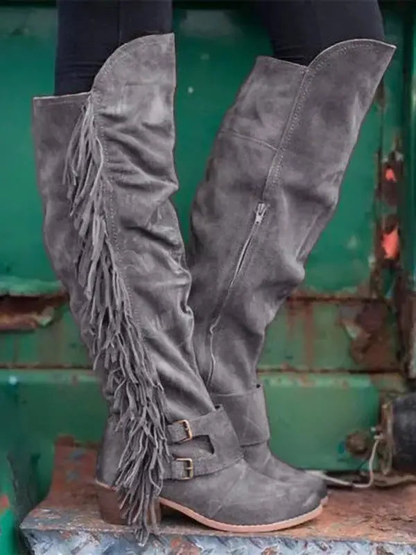 Outlaw Reign Fringe Over-The-Knee Boots