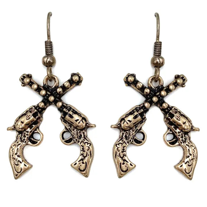 Dual Pistol Gun Earrings