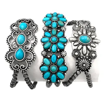 Navajo Turquoise 3-Piece Stretch Bracelet Set