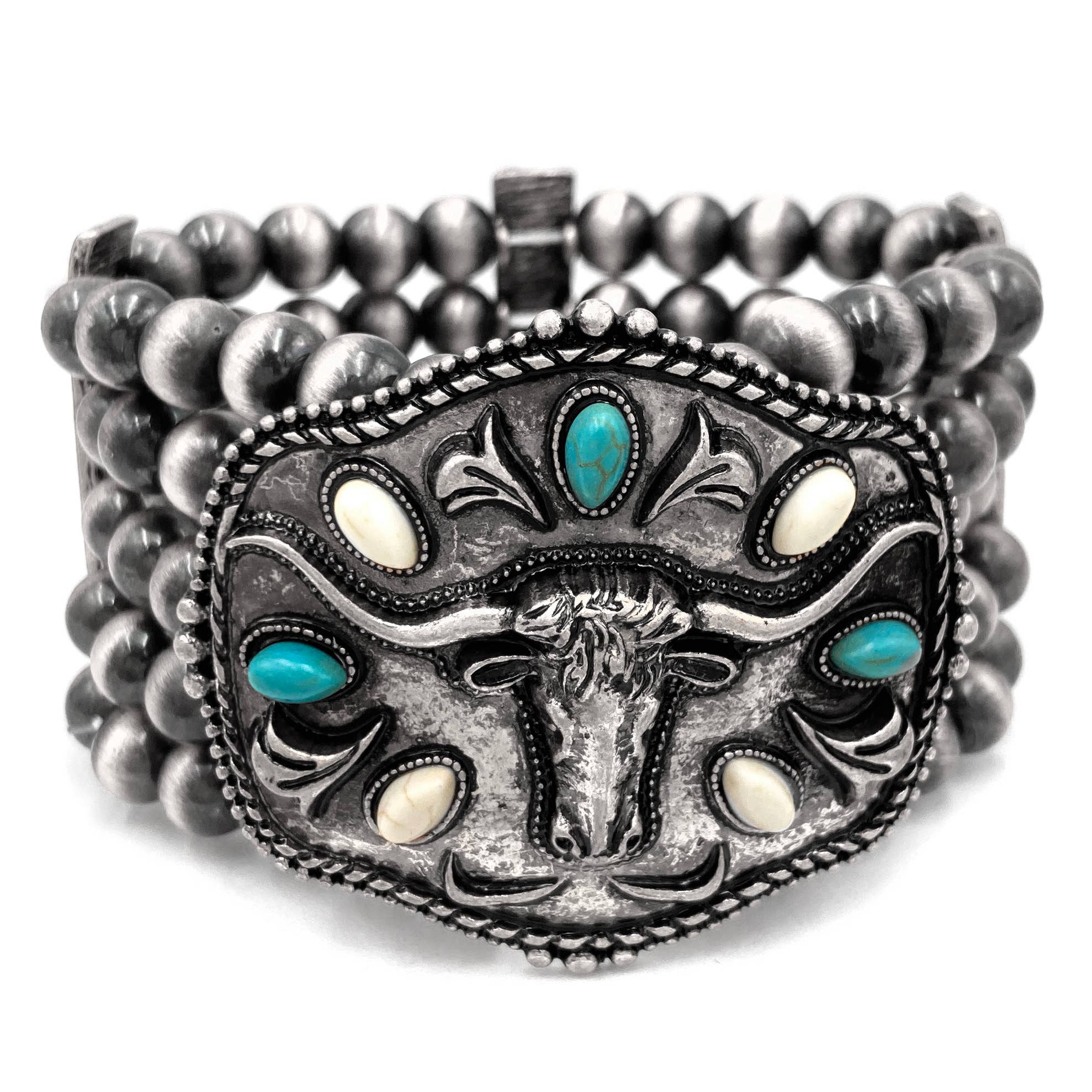 Metal Longhorn Trophy Buckle Bracelet