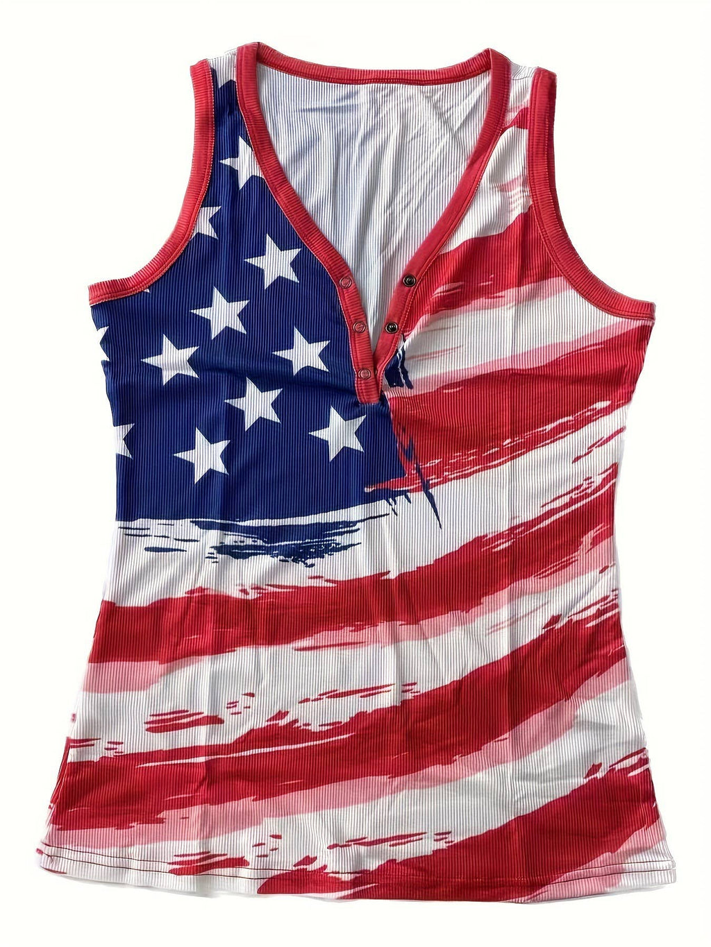 Independence Day American Flag Print Tank Top