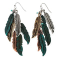 Feather Cluster Boho Earrings