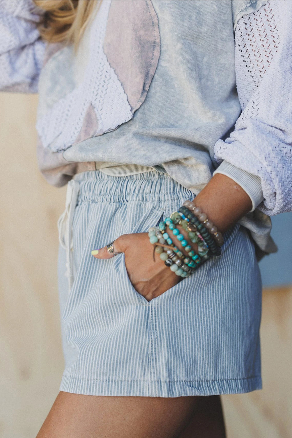 Sky Stripe Drawstring Shorts