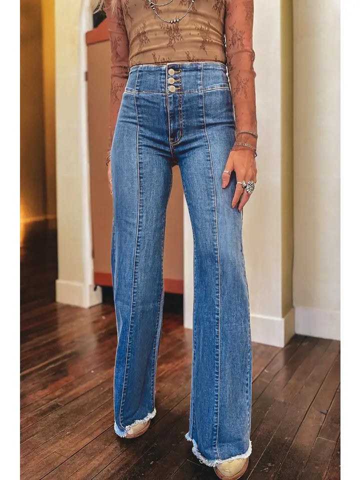 Backroad Blues High-Rise Flares