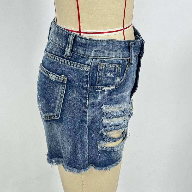 Summer Ripped Frayed Denim Shorts