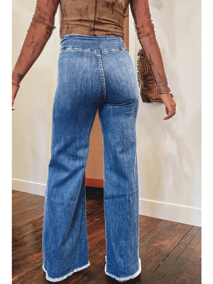 Backroad Blues High-Rise Flares