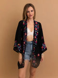 Floral Embroidered Anemone Kimono
