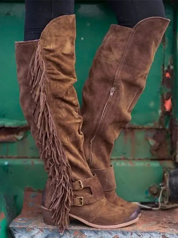 Outlaw Reign Fringe Over-The-Knee Boots