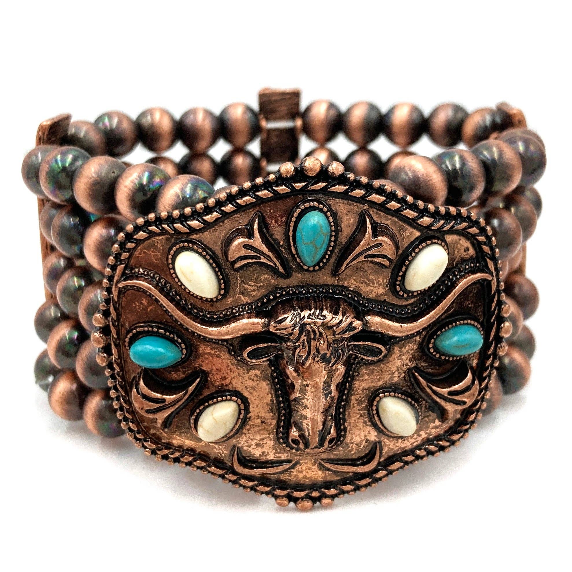 Metal Longhorn Trophy Buckle Bracelet