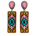 Tooled Leather Western Banner Earrings