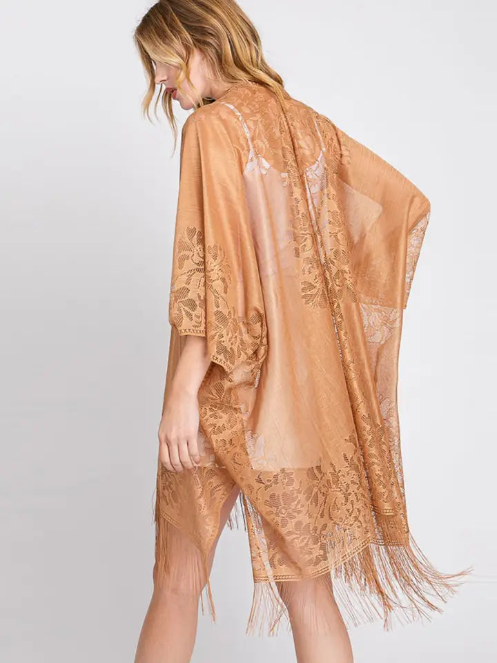 Desert Dusk Lace Fringe Kimono