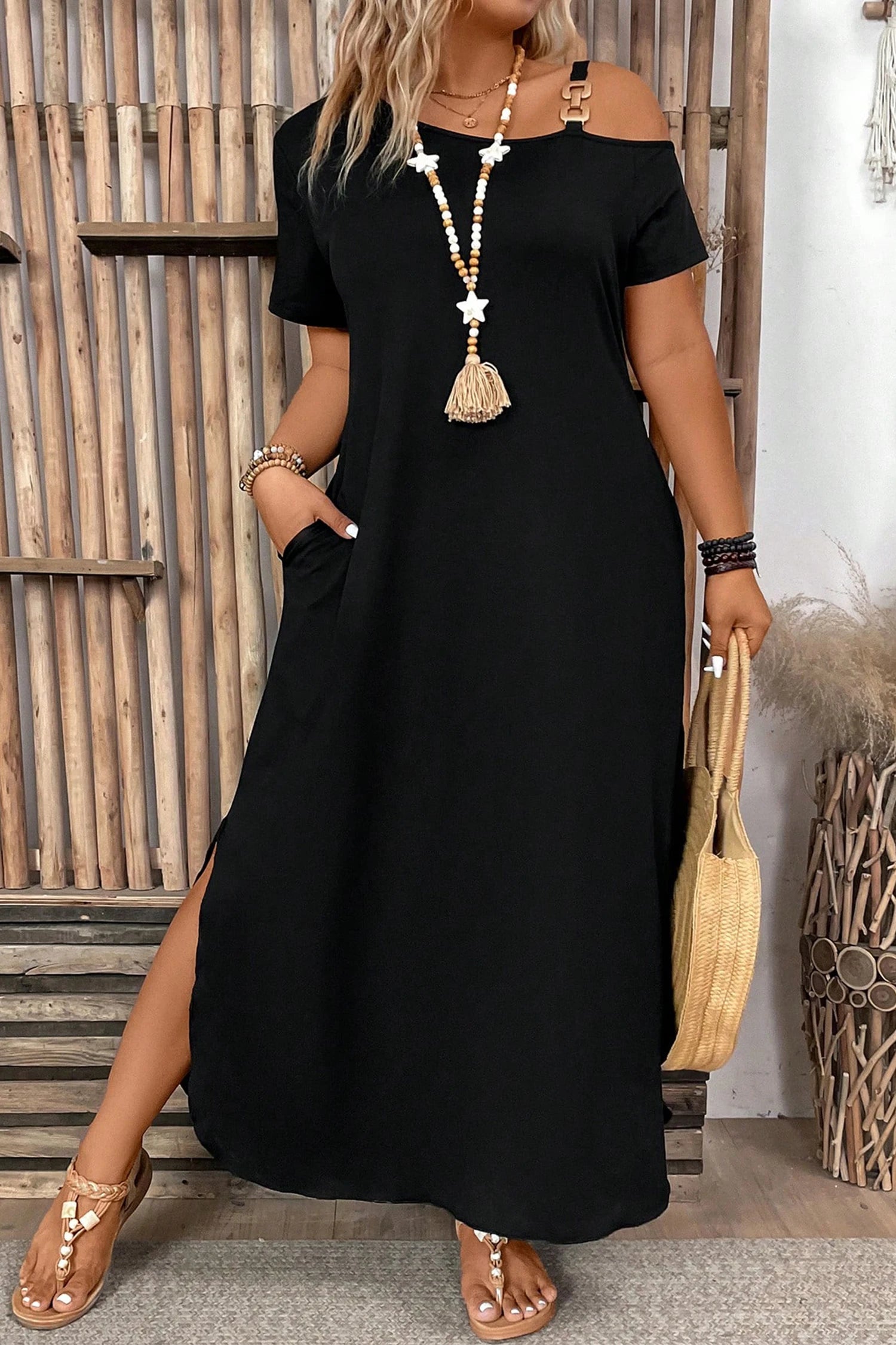 Curvy Midnight Muse Asymmetric Maxi Dress