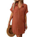 Easy Breeze Cotton Linen Shirt Dress