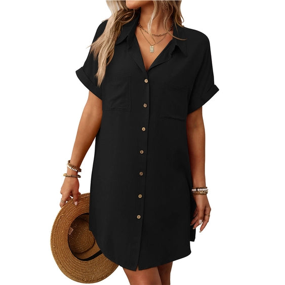 Easy Breeze Cotton Linen Shirt Dress
