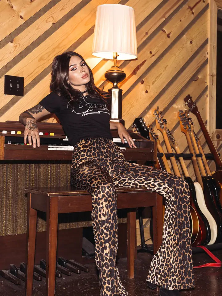 Wild Heart Leopard High Waisted Flare Pants