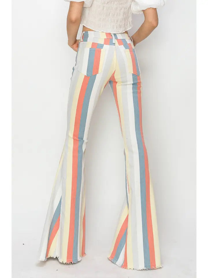 Terra Multi Stripe Bellbottom Jeans
