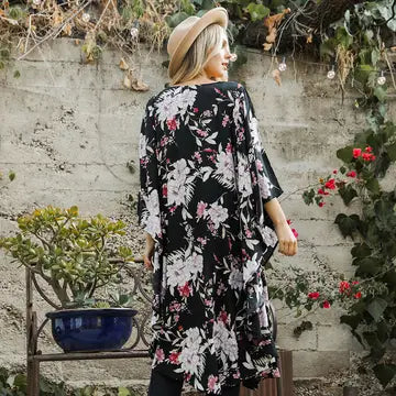 Floral Butterfly Sleeve Kimono