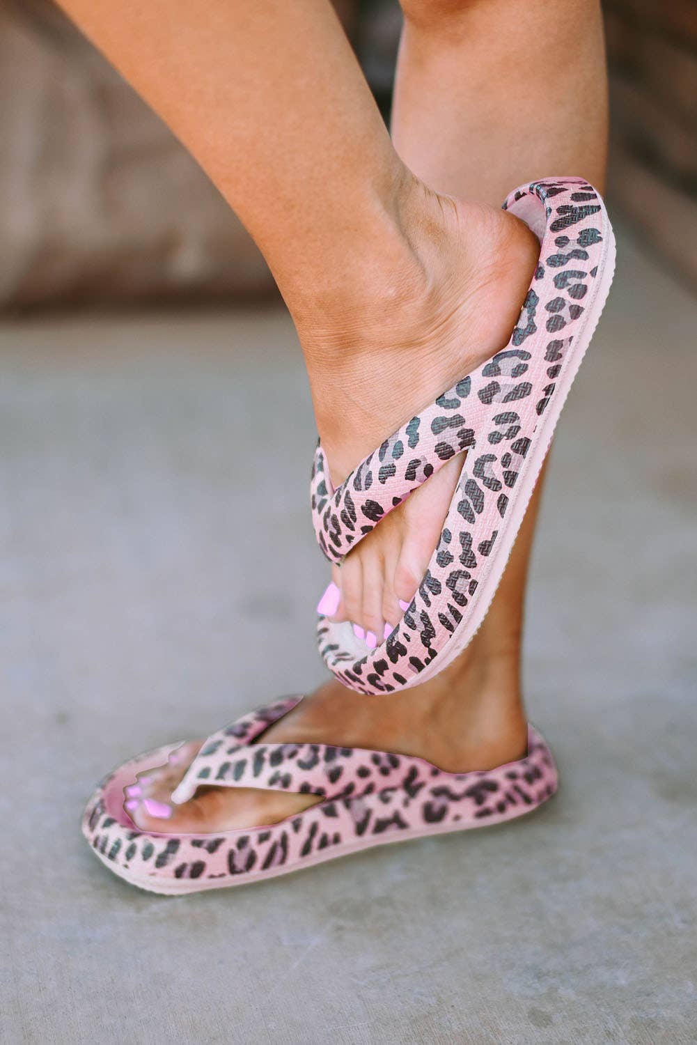 Leopard Platform Flip Flops