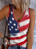 Independence Day American Flag Print Tank Top
