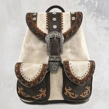 Western Leather Buckle Backpack