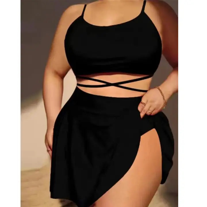 Plus Size Curve Wrap Skirt Swim Set