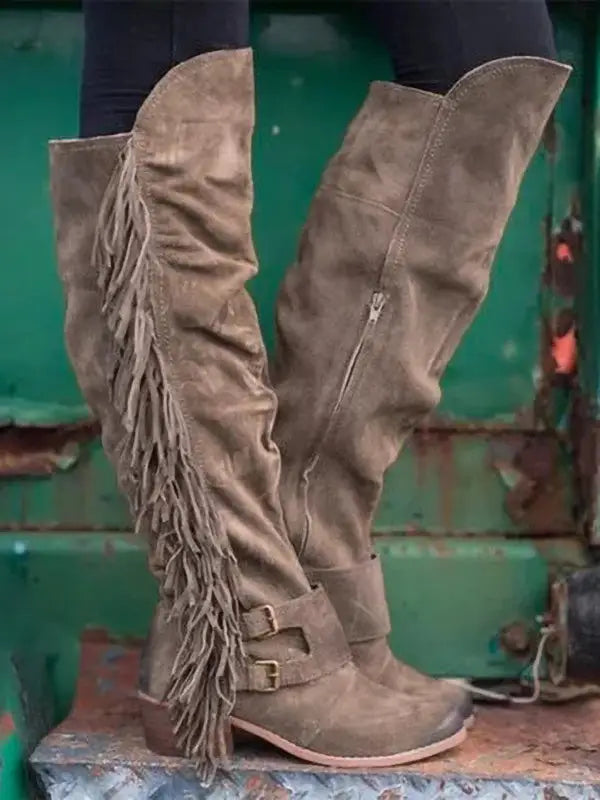 Outlaw Reign Fringe Over-The-Knee Boots
