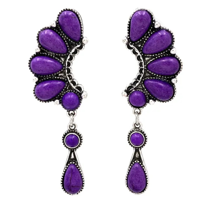Turquoise Teardrop Ear Climber Earrings