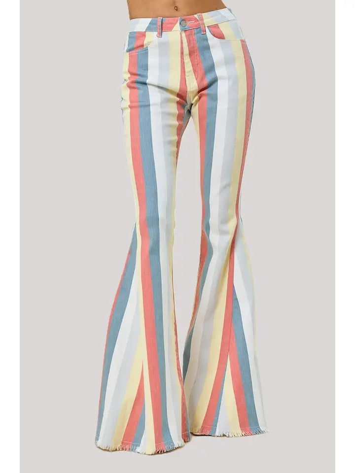 Terra Multi Stripe Bellbottom Jeans