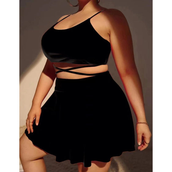 Plus Size Curve Wrap Skirt Swim Set